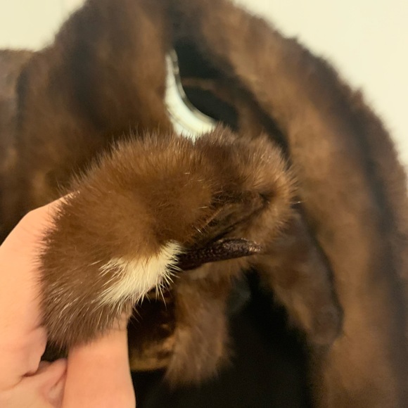 Parkmoor New York Black Wool Coat w Brown Fur Collar and Cuffs - Picture 5 of 11